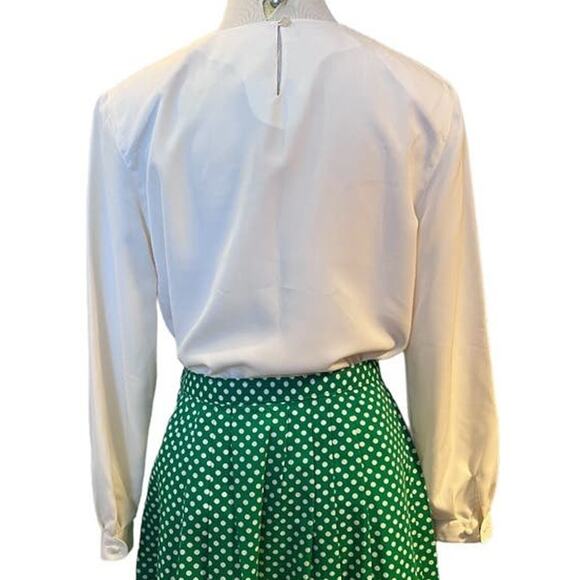 Retro Susan Hutton Embroidered Jewel Neck Blouse Size 8 Petite Cream Long Sleeve - Picture 4 of 13